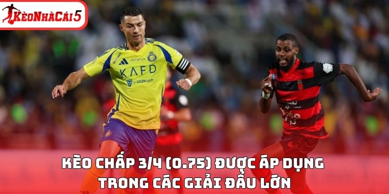 K&egrave;o chấp 3/4 (0.75) được &aacute;p dụng trong c&aacute;c giải đấu lớn